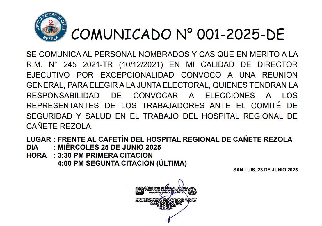 Imagen del comunicado